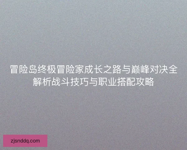 冒险岛终极冒险家成长之路与巅峰对决全解析战斗技巧与职业搭配攻略